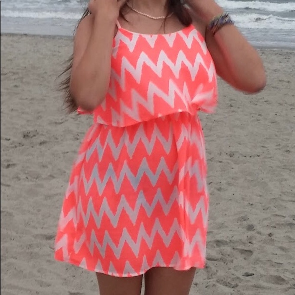 Coral Neon Pink Chevron Dress Rue 21